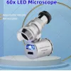 Минимикроскоп 60Х №9882 (X09) С подсветкой (2 св/д + УФ диод детектор) (батар. 3 х LR1130 в комплекте) С фокусировкой (ручная)  Размер: 40х40х20мм (карманный)  Материал: пластик  Цвет: серебристый  В футляре - Микроскопы - Радиомир Саратов