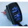 АДАПТЕР USB х 2 (2A max) для зарядки в Авто;монтаж в панель, прямоугольный, врезной, ВШГ- 35х 20 х30 мм, с защёлками, подсветка синяя Uпит:12-24v D - Зарядные устройства в АВТО (прямоугольные  врезные) - Радиомир Саратов