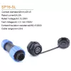 Разъем герметичный М16 5pin (IP68) КОМПЛЕКТ на кабель+на корпус(под гайку) (штыревая+гнездовая часть) SP16-5L НА КОРПУС Черный/синий обрезиненный пластик - Герметичный разъм SP16 (М16мм) - Радиомир Саратов