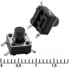 Микрокнопка квадратная тактовая, 4pin, 6x6x7мм, L=4мм, SMD (IT-1102WB) - Микрокнопки тактовые - Радиомир Саратов