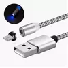 КАБЕЛЬ  USB-AM / Lighting (штекер)  магнитный с подсветкой 360° Тканевый 1.0М  Круглый; d=3.5мм  БЕЛЫЙ - USB-AM x LIGHTING - Радиомир Саратов