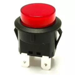 Кнопка круглая, 4pin, 2xOFF-(ON), AC 220/250V 10A, под клеммы 4.8мм, подсв.:красный, 17мм, d:23мм, нормально разомкнут, толкатель: красный, корпус: черный (PBS2-8, SC-7087M) - 10A - Радиомир Саратов