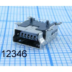 Разъем - гнездо miniUSB-B на плату, 5 pin.  поверхностный монтаж (M5-08) ( mini USB-5S ) (разъем USB : USB/M-1J) -  5pin - Радиомир Саратов