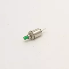 Кнопка круглая, 2pin, OFF-(ON), AC 220/250V 0.5A, под пайку, d:7мм, корпус: зеленый (DS-402) -  0.5A - Радиомир Саратов