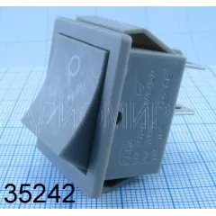 Клавишный переключатель прямоугольный, 4pin, 2xON-OFF, AC 220/250V 16A, под клеммы 6.3мм, 25x21,5мм, Фланец: 32х25мм, корпус: серый (KCD4-101/4P) - 15-16A Прямоугольный "широкий" - Радиомир Саратов