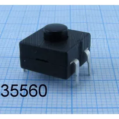 Кнопка квадратная для фонарика, 4pin, OFF-ON-ON, AC 220/250V 0.5A, 12x12x6,5мм, нормально разомкнут, корпус: черный (PBS-1, PBS1203D) - Кнопки для фонариков - Радиомир Саратов