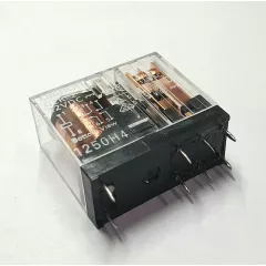 Реле э/м DC12V 5A 8pin, пайка (PCB), Контакты: 2 перекл.группы (2С) (5A/30VDC; 5A/250VAC) 29x12x25мм (OMRON G2R-2 12VDC ) 2 независимые группы, прозрачный корпус -  5A/12VDC (ток /раб.напряж. реле) - Радиомир Саратов