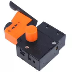 Пусковая кнопка Для электроинструмента, 4pin, AC 220/250V 6A, под винт, 60,6x16,5x42мм, толкатель: оранжевый, корпус: черный (FA2-6/1BEK) - Кнопки для Электроинструмента - Радиомир Саратов