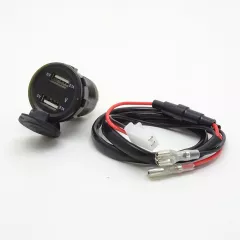 АДАПТЕР USB х 2 (2.1A max) (Цвет подсветки Красный) с ВОЛЬТМЕТРОМ "TDS TS-CAU49" для зарядки в Авто; монтаж в панель,врезной, d=28 мм ( с гайкой ); Uпит:12-24V DC; вых: 5V 2A; 2pin ( 2 клеммы: 6,3мм ) для подключ; +защитная заглушка - Зарядные устройства в АВТО (круглые врезные) - Радиомир Саратов