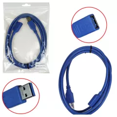 КАБЕЛЬ USB >USB AM-AF ver.3.0 1,5м  УДЛИНИТЕЛЬ (штек.USB A - гн.USB A) Синий/Черный - USB-AM x USB-AF - Радиомир Саратов