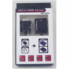КОНВЕРТЕР SVGA в HDMI (In:VGA-штекер (video)+Джек-3,5мм (audio) Out: HDMI гнездо VGA-HDMI+V8+AUX (5138) с шнуром - SVGA в HDMI конверторы - Радиомир Саратов