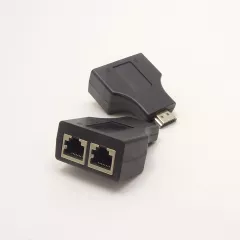 Удлинитель кабеля (переходник) HDMI на 2 x RJ45(8P8C/ LAN-разъем/ UTP) до 30 метров. Комплект: 2шт - HDMI переходники - Радиомир Саратов