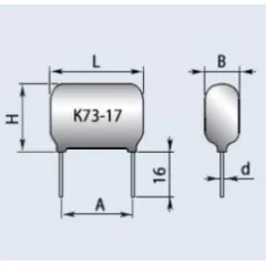 Конденсатор металлоплёночный К 0,33 mkF 630V (марк 334) CL21/CBB21/CBB22 (К73-17) 10% -   630V - Радиомир Саратов