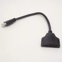 Разветвитель HDMI  v.1.4 1Вход (HDMI штек). - 2Выхода (HDMI гнездо) (переходник) на кабеле L =30см; контакты: GOLD; HIGH SPEED CABLE AWM 30V VW-1 - Разветвители HDMI (делители сигнала) - Радиомир Саратов