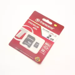 Flash card  micro SDHC 2GB (class10) (+адаптер SD) Transcend Premium 400х  UHS-I  60 MB/s  Тайвань - Карты памяти SD, microSD, USB флешки - Радиомир Саратов