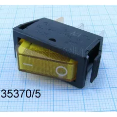 Клавишный переключатель прямоугольный автомобильный, 3pin, ON-OFF, 12V 16A, подсв.:желтый (U:3V), 28x11x16мм, Фланец: 32х14мм, IP55 (SC-791) - Прямоугольный "узкий" - Радиомир Саратов