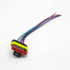 Разъем герметичный 5-ти контактный (5PIN) (IP67) AMP (ШТЕКЕР) с проводами(черный/красный/синий/зеленый/белый) сеч.0.75мм*(18AWG  200мм) серия:1.5   DJ7051-2 - 5pin - Радиомир Саратов
