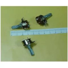 РЕЗИСТОР переменный B50K 3pin (+2pin (5pin) с выключателем-внизу WH160 W/S (S16KN1-B) (L20KC) вал L=20мм, d=6мм, металл, с накаткой, с прорез - Моно - Радиомир Саратов