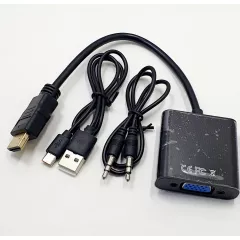 КОНВЕРТЕР HDMI в SVGA с усилителем  (In: HDMI (штек) ; Out: SVGA (гн) ) + Аudio-3.5 стерео L/R +microUSB-Питание в комплекте; для подключения монитора или ЖК- проектора к телевизору, ноутбуку, компьютеру (5-983A) -076259 - HDMI в SVGA конверторы - Радиомир Саратов