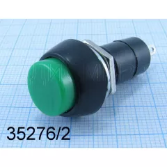 Кнопка круглая, 2pin, OFF-ON, AC 220/250V 3A, нормально разомкнут, корпус: зеленый (PBS-11A, PB-305, D-208) -  3A - Радиомир Саратов