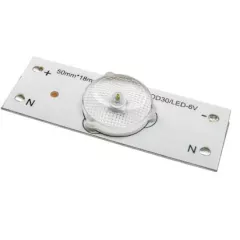Элемент светодиодной планки для подсветки ЖК панелей (50x18 мм, 1 круглая линза, 6V) - Элемент светодиодной планки 6V - Радиомир Саратов