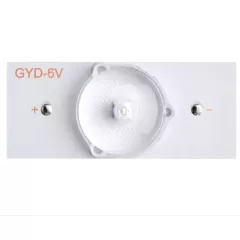 Элемент светодиодной планки для подсветки ЖК панелей (40x17 мм, 1 круглая линза, 6В), GYD-6V платформа алюмин. с термоскотчем, LED 6V"+" "-" - Элемент светодиодной планки 6V - Радиомир Саратов