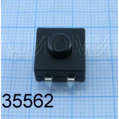 Кнопка квадратная для фонарика, 3pin, OFF-ON-ON, AC 220/250V 0.5A, под пайку, 12x12x6,5мм, нормально разомкнут, корпус: черный (PBS-3) - Кнопки для фонариков - Радиомир Саратов