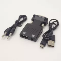 КОНВЕРТЕР SVGA в HDMI (In:VGA-штекер (video)+Джек-3,5мм (audio) с питанием; Out:HDMI штекер) - SVGA в HDMI конверторы - Радиомир Саратов