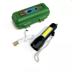 Фонарь св/диодный 2 LED (основной+боковой) "GL-511 / H-606" основной LED (5W)+боковой COB(5W), алюминиевый корпус; 3 реж свечения + ZOOM; пит: встроенный Li-ion аккум 600mAh; зарядный кабель USB-MicroUSB ( в компл) - Ручные св/д фонари - Радиомир Саратов