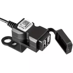 АДАПТЕР USB х 2 (2.1A max) для зарядки в Авто, мотоцикле; с выключателем, монтаж на корпус (руль) - Зарядные устройства в АВТО (прямоугольные  врезные) - Радиомир Саратов
