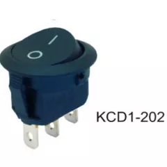 Клавишный переключатель круглый для клавишных переключателей, 3pin, ON-ON, AC 220/250V 6A, под клеммы 4.8мм, 17x12мм, d:20мм Фланец: 23мм, IP55, корпус: черный (KCD1-202/3P, Sc-777 3с, KCD1-2) - Круглый "мини" - Радиомир Саратов