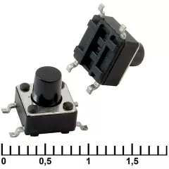 Микрокнопка квадратная тактовая, 4pin, 6x6x7мм, L=4мм, SMD (IT-1102WB) - Микрокнопки тактовые - Радиомир Саратов