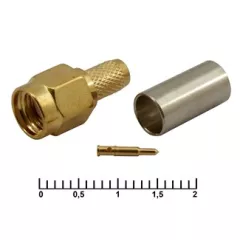 Разъем SMA-C58P Gold штекер на кабель RG-58 прямой ,под обжим, заостренный пин - SMA ( ВЧ- разъемы ) - Радиомир Саратов