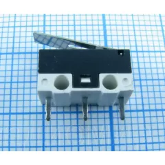 Микропереключатель с пластиной оконечный Для компьютерной мыши, 3pin, 2 полож., ON-(ON), 125V 2.0A, под пайку, 13x6x6мм, корпус: черный (DM1-01P-30, 2A125VAC) - Микропереключатель с пластиной (13х6х6мм) - Радиомир Саратов