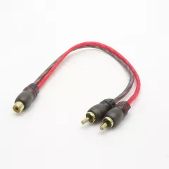 КАБЕЛЬ 1RCA гнездо  х 2RCA штекер (Y-адаптер) 0,25m "FORCAR SQ 2MY" никелированные контакты; двойной экран из алюминия и бескислородной меди; изоляция:силикон; "коаксиальный RCA кабель" - Кабели Y-адаптеры (разветвители) - Радиомир Саратов