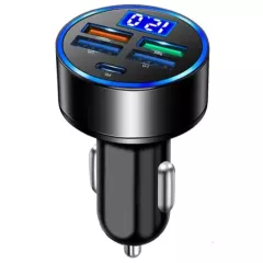 БЛОК ПИТ/ЗАРЯД УСТР АВТО 12V / USB-AFх4 + Type-C + Вольтметр: 5V(3A) USB(1,2,3):5V(3.1A) Super:5V(4A), 9V(2.5A) 12V(2A)A, CH40PD Quick charge 3.0 в Прикуриватель - С подсветкой с вольтметром бортовой сети - Радиомир Саратов