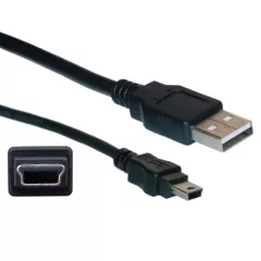 КАБЕЛЬ USB-AM / miniUSB ( штек.5pin ) ver.2.0 ( 0,5м )  ( Plastic- Nickel ); цвет: черный - USB-AM x miniUSB - Радиомир Саратов