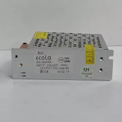 Блок питания для св/д техники, 12V, 5.0A, 60W, разъем под болт, "сетка", 112x80x37мм, IP20, вх: AC 220V, вх. разъем: разъем под болт, металл ECOLA B2L060ESB, Ecola -  1 - 6.25A 12V ( <75W)  IP20-IP67 Блоки пит.для св/д техники - Радиомир Саратов