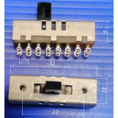 Переключатель движковый (ползунковый), 16pin, под пайку, 31x9,5x8,5мм, DIP, толкатель: черный (ПД13-1) - Движковые/Ползунковые - Радиомир Саратов