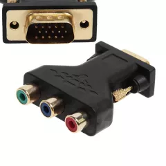 ПЕРЕХОДНИК SVGA (шт) 15pin НА 3RCA (гн) контакты- бронза, покрыт.GOLD; подходит для передачи компонентного видео сигнала через 15-контактный разъем VGA D-sub. - SVGA переходники - Радиомир Саратов