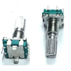 Энкодер  5pin 11,7х13,5мм, ручка мет.звезд. D=6 L=20мм, крепеж п/гайку (дискр.=20) (№R182)  круг-накатка ,  резьба - Энкодеры (Шаттл) - Радиомир Саратов