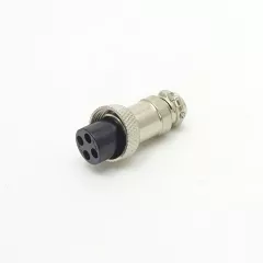 РАЗЪЕМ GX16M-4A (D16mm) 4PIN ГНЕЗДО НА КАБЕЛЬ под пайку металл. (1-561-4 MIC 4pin) (ответная часть штекер GX16 16M-4 12631/GX16 16M-4B 12689) - на кабель - Радиомир Саратов