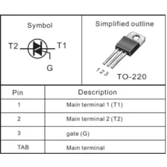 Симистор 16A BTA16-600C(W) 600V TO220 Igt/Ih<50/<25m -  16A - Радиомир Саратов