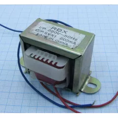 Трансформатор 220V 6V / 800mA (4.8W) (51x27x42мм) с проводами; (крепление 55мм) -   6V (2х6V=12V) - Радиомир Саратов