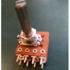 РЕЗИСТОР 77007 перем СТЕРЕО 4+4pin B50K Резистор переменный сдвоенный, под гайку М6, D=16мм 50КОм (B) (2 ряда+ТК), ручка 20мм с тонкомпенсацией, накатка с прорезью, 2x50k (50K) - Стерео - Радиомир Саратов