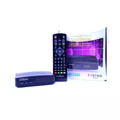 Цифровая ТВ приставка  GoldMaster T-707HD   ( DVB-T2/T ) Процессор: MSTAR MSD7T00 чип R836 Гид (EPG)  Форматы: (AVI, MKV, VOB, MP4), фото(JPEG, BMP) музыка(MP3, WMA) Адапт.1х USB,  видео дек: MPEG-1, -4; телетекст Вых: HDTV, композ, HDMI v1.3  3RCA - Приставки DVB-T2 (ресиверы) для телевизора - Радиомир Саратов