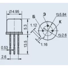 Транзистор биполярный КТ501А 15V 0.5A, 0.35W, h21-20-60, P-N-P, КТ-1-7 (TO-18) никель - Кремниевые - Радиомир Саратов