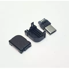 Разъем - штекер microUSB-B (5pin) на кабель; ver.2.0  С корпусом ( Угловой, Черный )     ( инд-48. Micro usb B5-PB, Угл. / штекер Micro USB 5pin MC.21/23 ) -  5pin - Радиомир Саратов