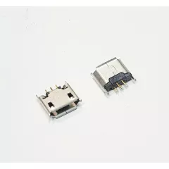 Разъем - гнездо microUSB VSD-3P (5 pin) на плату; ver.2.0 Вертикальное исполн; врезн.монтаж (5 контактов-SMD+2: установочн) края передн.торца-загнуты (дл=7мм/шир=7мм)    Micro usb VSD-3P  S1816	 -  5pin - Радиомир Саратов