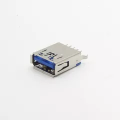 Разъем USB 3.0 A JS ( Гнездо на плату )    ( тип A )  ver.3.0;  вертик.исполн; ( 9 контактов-DIP, 2 устан.лепестка-DIP ); дл=15мм,  шир=12мм;  края передн.торца загнуты. - Гнездо - Радиомир Саратов